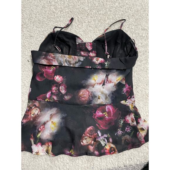 Willow & Clay Womens Small Floral Bustier Corset Style Tank Top Black USA Made - Picture 6 of 9